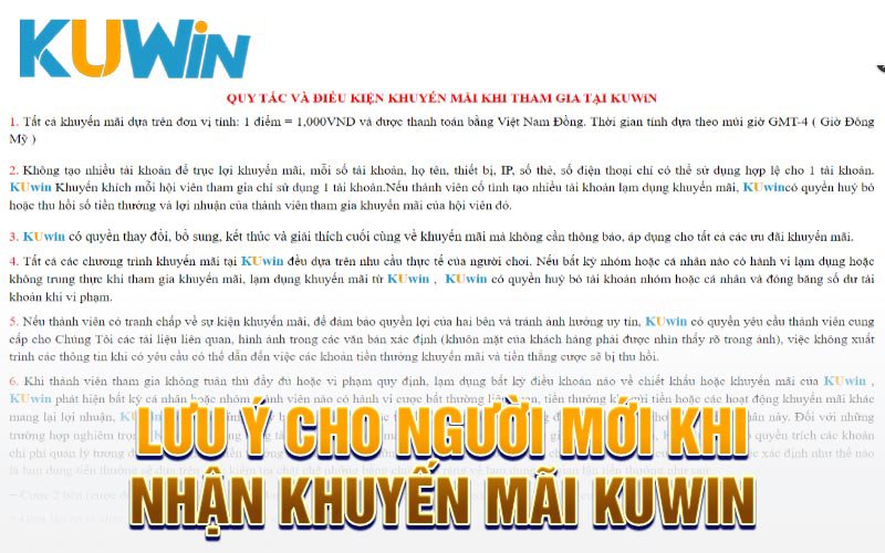 Lưu ý khi nhận khuyến mãi kuwin